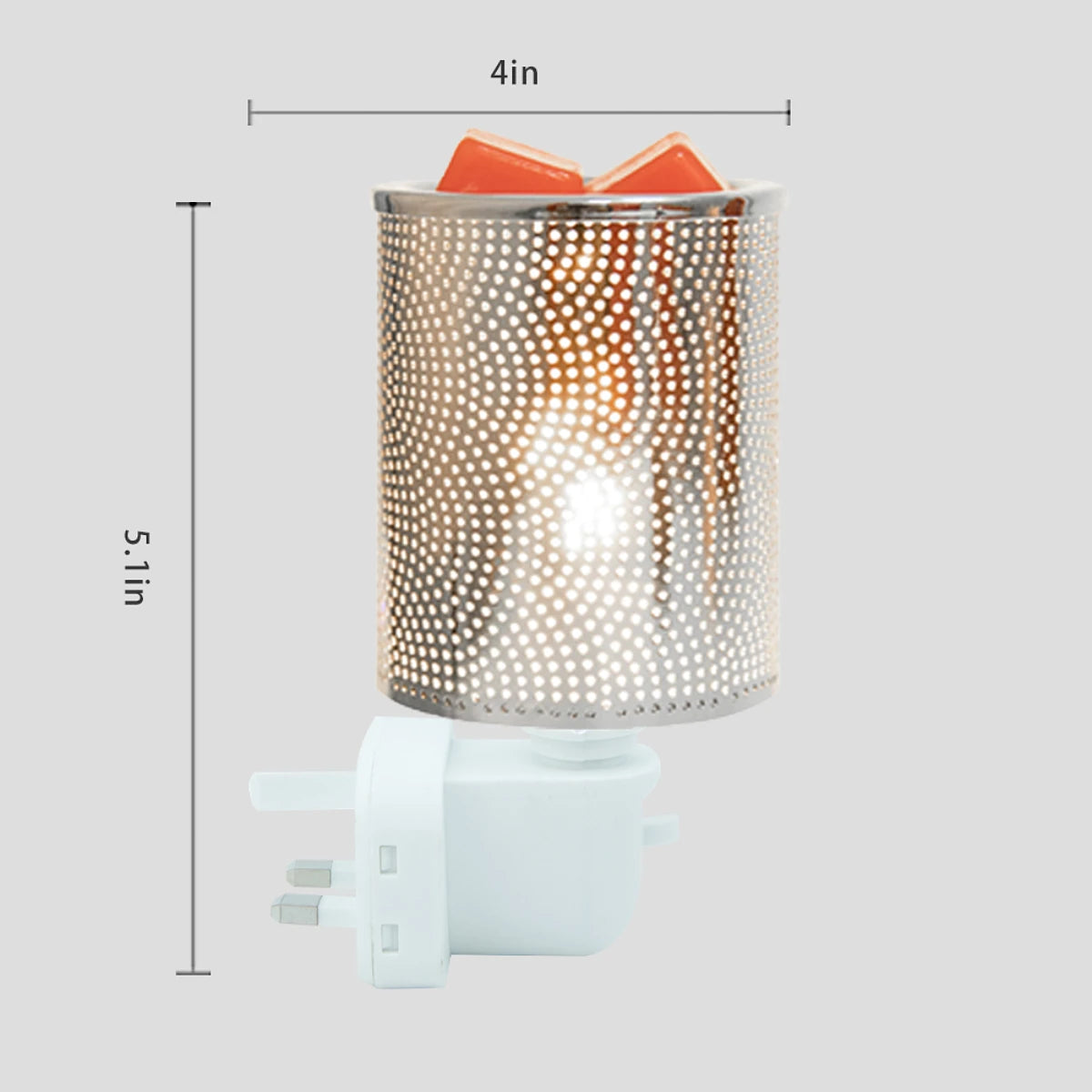 Electric Wax Melt Burner Plug In Fragrance Candle Wax Warmer,metal Oil Burner for Scented Candles, Night Light silver
