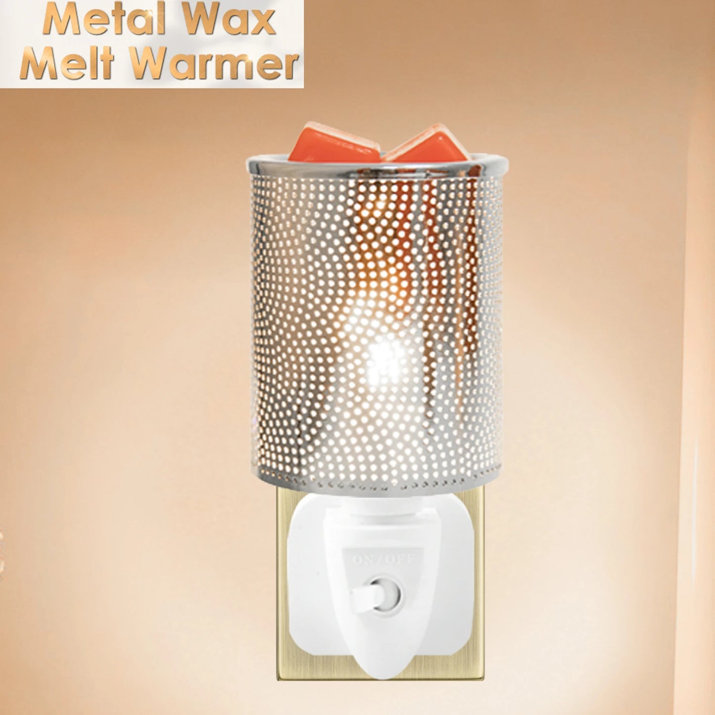 Electric Wax Melt Burner Plug In Fragrance Candle Wax Warmer,metal Oil Burner for Scented Candles, Night Light silver