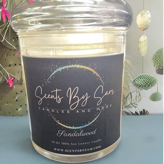 Sandalwood 20oz Soy Wax Candle - Aromatic Bliss for Serene Spaces